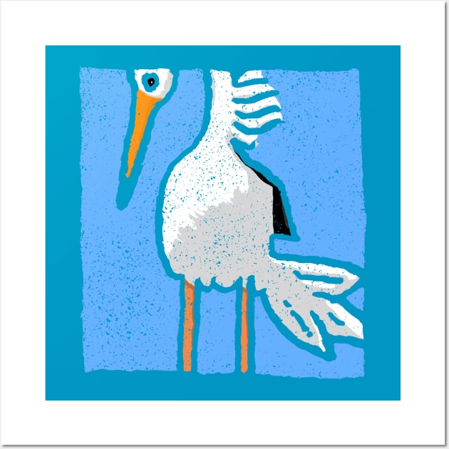 Stork Minimal - Bird ; Baby / Newborn Giftidea Wall Art by Nikokosmos